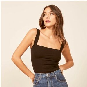 Reformation square neck cropped ribbed tank top